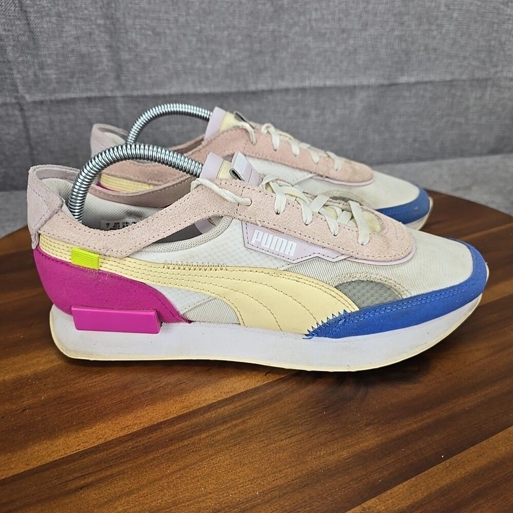 Puma Future Rider Double‎ White Pink Lady' Casual Sneakers 382281-01 Women 9.5